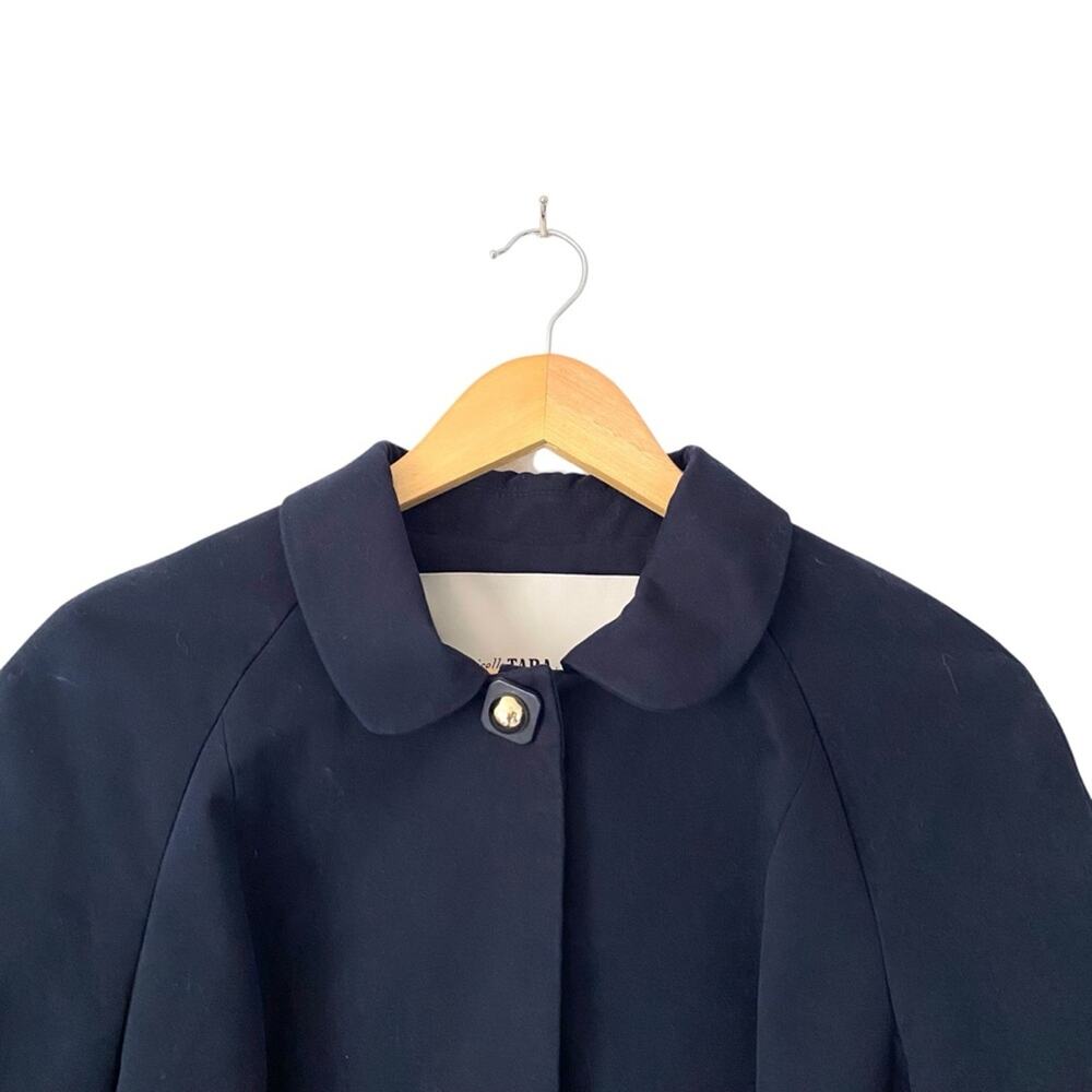 Mademoiselle Tara Jarmon Navy Blue Belted Trench Coat size 36 US size small - Picture 2 of 7